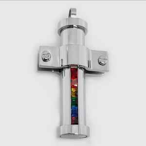 Silver Cross Pendant with Multicolor Accents